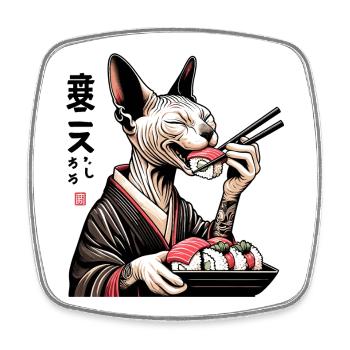 Sushi Sphynx Katze Maki Kimono Geschenk - Viereckiger Kühlschrankmagnet - Weiß - Vorne