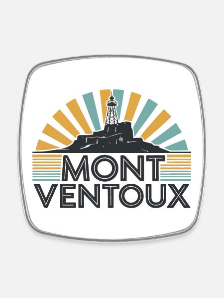 Mont Ventoux Design Rétro - Magnet carré - blanc