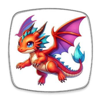 Dragon - Square fridge magnet - white - Front