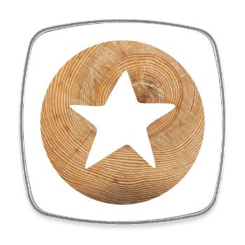 Circle Wooden Star Christmas Nature Symbol Xmas - Square fridge magnet - white - Front