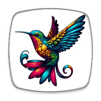 Colibri - Magnet carré - blanc - Devant