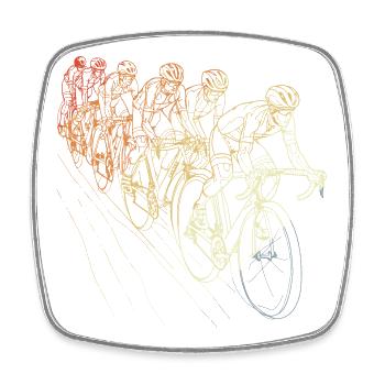Cyclist Sketch Vintage - Square fridge magnet - white - Front
