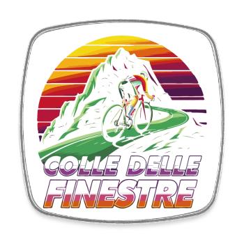 Colle delle Finestre, Italie - Cyclisme légendaire - Magnet carré - blanc - Devant