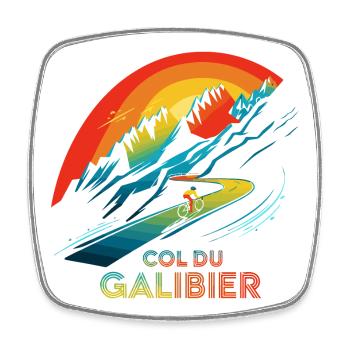 Col du Galibier Cyclisme - Magnet carré - blanc - Devant