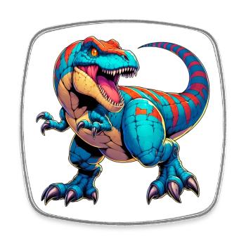 Dinosaurier - Viereckiger Kühlschrankmagnet - Weiß - Vorne