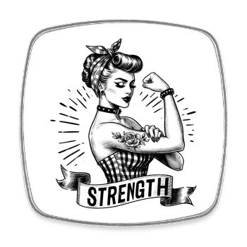 Strength Strong Power Woman Rockabilly Gift - Square fridge magnet - white - Front