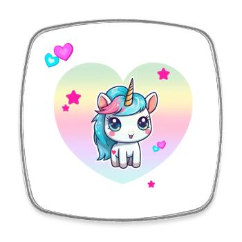 Cute unicorn with pastel heart - Square fridge magnet - white - Front