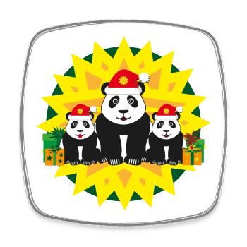 Liebe Panda Familie mit Weihnachtsmützen. - Viereckiger Kühlschrankmagnet - Weiß - Vorne