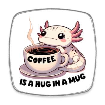 Axolotl Café Câlin Mug Cadeau - Magnet carré - blanc - Devant