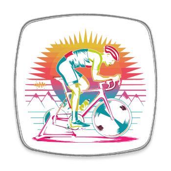 Retro Cyclist Turbo Trainer - Viereckiger Kühlschrankmagnet - Weiß - Vorne