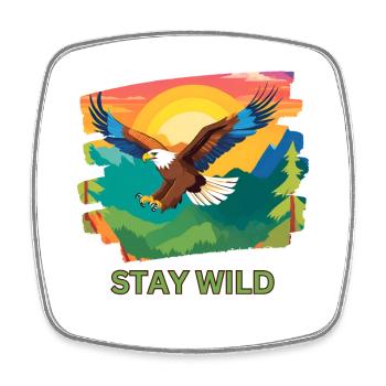 Stay Wild - Natur & Abenteuer - Ab in die Wildnis - Viereckiger Kühlschrankmagnet - Weiß - Vorne