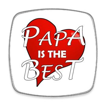 PAPA IS THE BEST - Viereckiger Kühlschrankmagnet - Weiß - Vorne