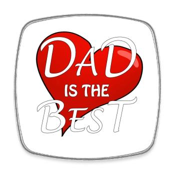DAD IS THE BEST - Viereckiger Kühlschrankmagnet - Weiß - Vorne