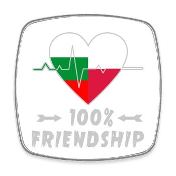 Bulgaria and Poland 100% friendship - Square fridge magnet - white - Front