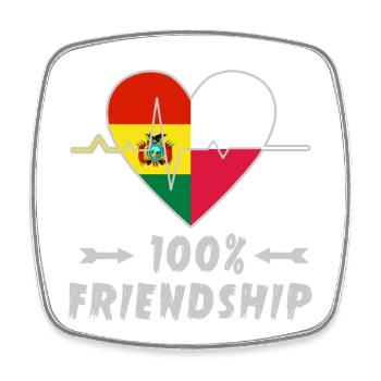 Bolivia and Poland 100% friendship - Square fridge magnet - white - Front