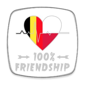 100 % amitié entre la Belgique et la Pologne - Magnet carré - blanc - Devant