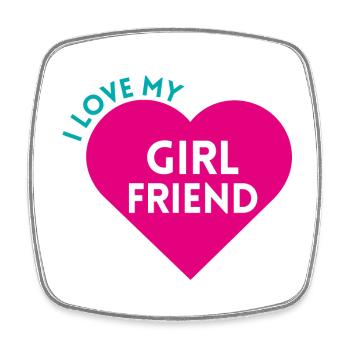 I LOVE MY GIRLFRIEND! personalisierbar - Viereckiger Kühlschrankmagnet - Weiß - Vorne