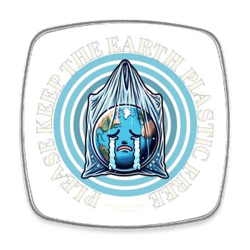 Weeping globe - Square fridge magnet - white - Front
