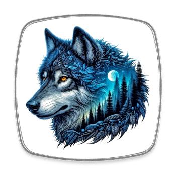 Loup - Magnet carré - blanc - Devant