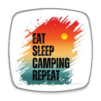 ESSEN SCHLAFEN CAMPING WIEDERHOLEN - Viereckiger Kühlschrankmagnet - Weiß - Vorne