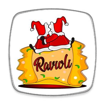 Raviolis du Père Noël - Magnet carré - blanc - Devant