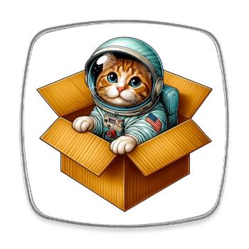 Astronaut Katze - Viereckiger Kühlschrankmagnet - Weiß - Vorne