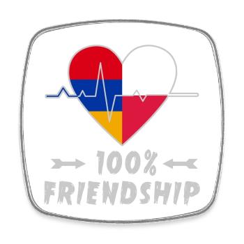 Armenien und Polen 100% Freundschaft - Viereckiger Kühlschrankmagnet - Weiß - Vorne