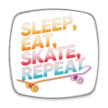 Sleep Eat Skate Repeat - Square fridge magnet - white - Front