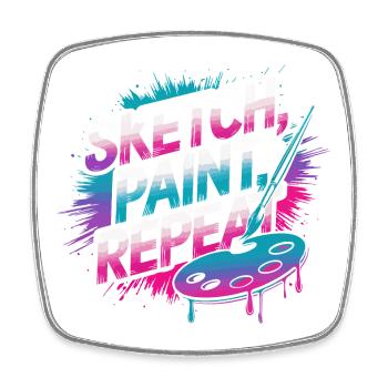 Sketch Paint Repeat Art Design - Square fridge magnet - white - Front