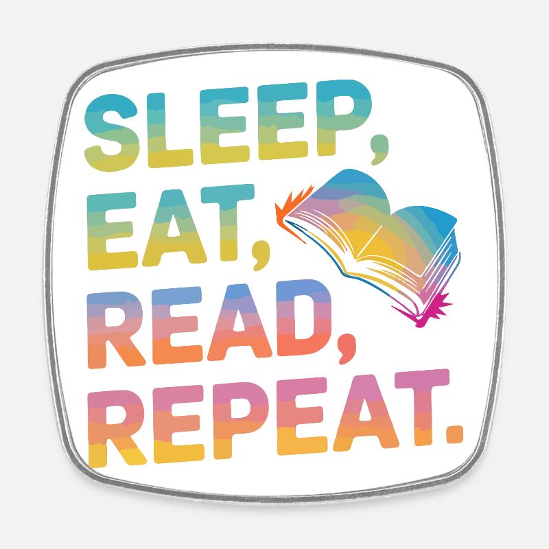 Sleep Eat Read Repeat - Square fridge magnet - white
