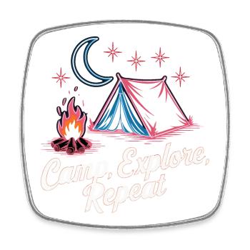 Camp Explore Repeat - Square fridge magnet - white - Front