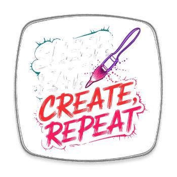 Sleep Eat Create Repeat - Square fridge magnet - white - Front