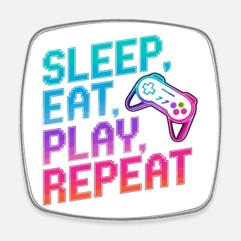 Sleep Eat Play Repeat - Square fridge magnet - white