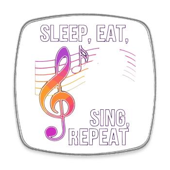 Sleep Eat Sing Repeat - Square fridge magnet - white - Front