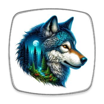 Wolf - Square fridge magnet - white - Front