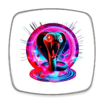Snake (02) - Square fridge magnet - white - Front
