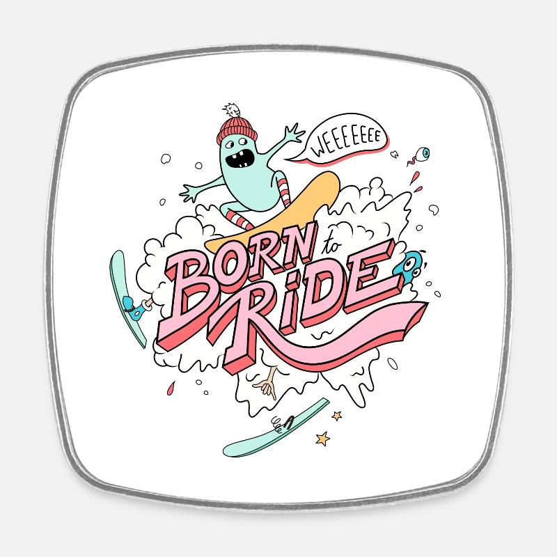 Born To Ride - Snowboard - Viereckiger Kühlschrankmagnet - Weiß