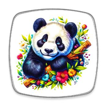 Panda - Viereckiger Kühlschrankmagnet - Weiß - Vorne