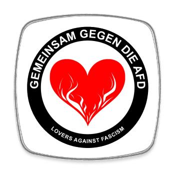 Gemeinsam gegen die AfD - LOVERS AGAINST FASCISM - Viereckiger Kühlschrankmagnet - Weiß - Vorne