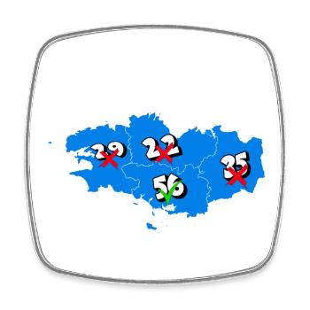 Région bretagne - Magnet carré - blanc - Devant