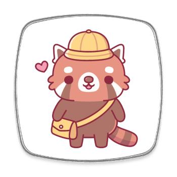 Cute Red Panda With Yellow Hat - Square fridge magnet - white - Front