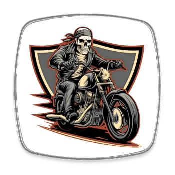 Fearless biker on a gloomy ride - Square fridge magnet - white - Front