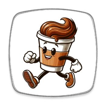 Kaffee Becher Kaffeebecher läuft Geschenk - Viereckiger Kühlschrankmagnet - Weiß - Vorne