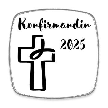 Konfirmandin 2025 Fisch taucht ins Kreuz - Viereckiger Kühlschrankmagnet - Weiß - Vorne
