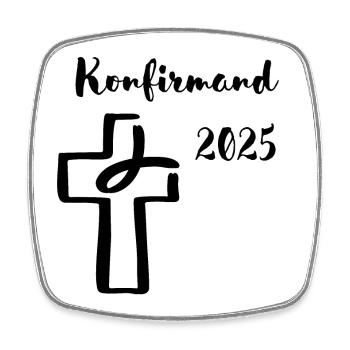 Konfirmand 2025 Fisch taucht ins Kreuz - Viereckiger Kühlschrankmagnet - Weiß - Vorne
