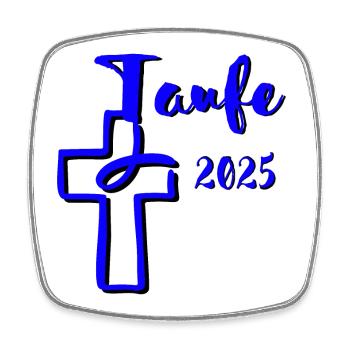 Baptism 2025 Fish Dips in Cross Blue Contrast - Square fridge magnet - white - Front