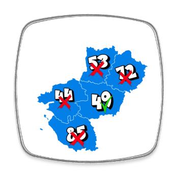 Région pays de la loire - Magnet carré - blanc - Devant