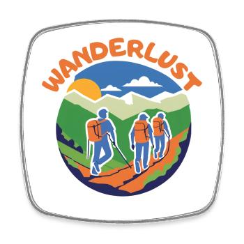Wanderlust - Enjoy Hiking Nature & Adventure - Square fridge magnet - white - Front
