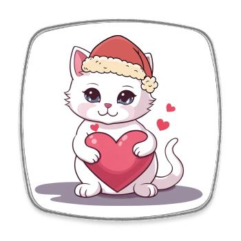Xmas Katze Kätzchen Katzen Weihnachtsmann Nikolaus - Viereckiger Kühlschrankmagnet - Weiß - Vorne