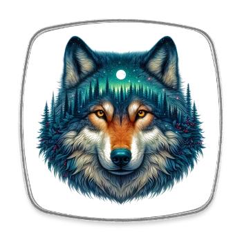 Wolf - Viereckiger Kühlschrankmagnet - Weiß - Vorne